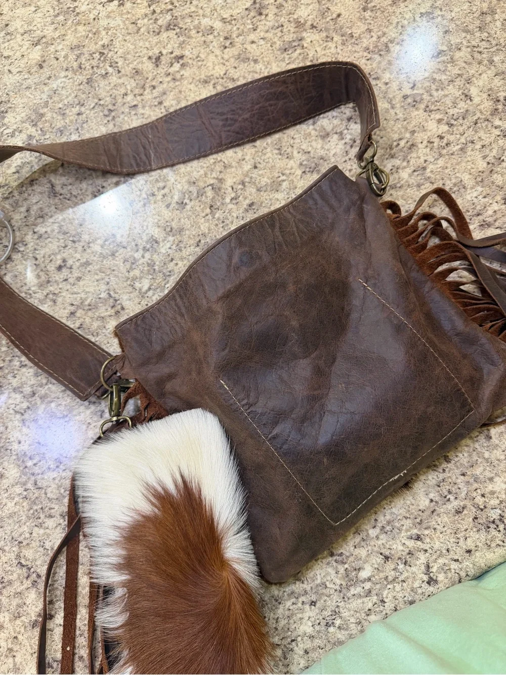 Genuine Hair-On Cowhide & Leather Crossbody Purse + Wallet Set
